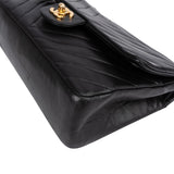 Chanel Quilted Lambskin Chevron Medium 24K Gold Double Flap Shoulder Bag