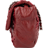 Chanel Crinkled Lambskin Woven Stitch Single Flap Shoulder Bag