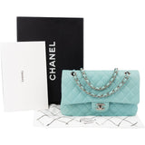 Chanel Quilted Lambskin Palladium Medium Double Flap Shoulder Bag