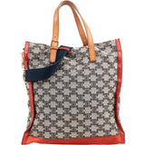 Celine Macadam Monogram Canvas Bicolor Leather Tote Shoulder Handbag
