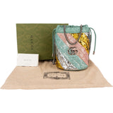 Gucci Multicolor Striped Sequin Marmont GG Small Bucket Crossbody Bag