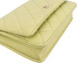 Chanel Green Quilted Lambskin Wallet On Chain Crossbody Bag