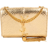 Yves Saint Laurent Gold Python-Embossed Leather Mini Kate Tassel Crossbody Bag