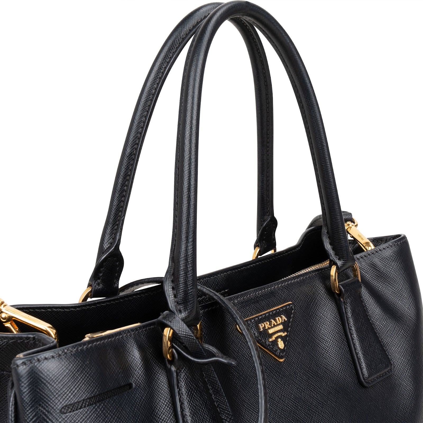 Prada Black Saffiano Leather Galleria Handbag - vintageandkickz