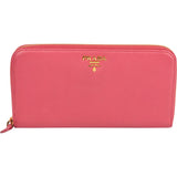 Prada Pink Vitello Grain Leather Zip Around Wallet