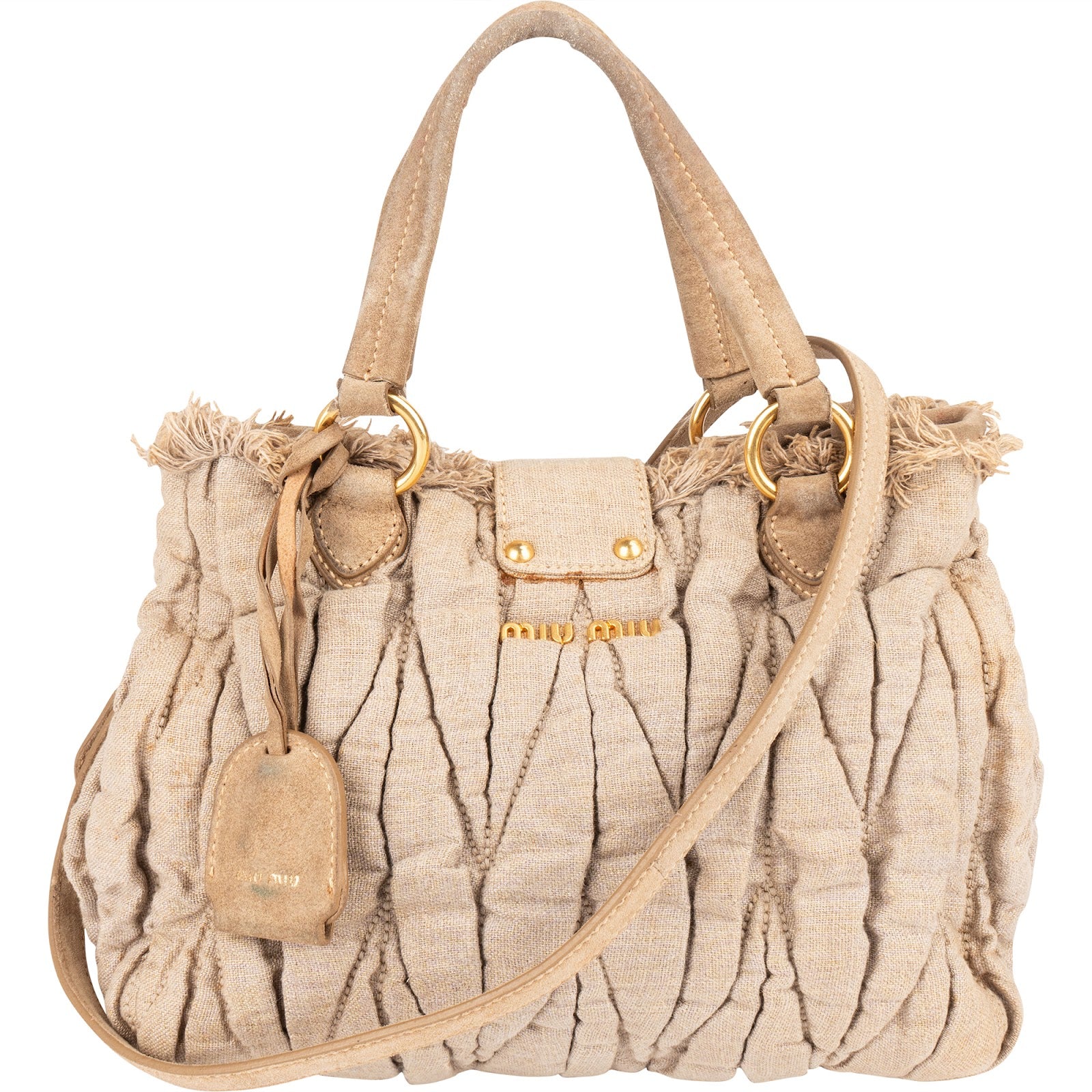 Miu Miu Quilted Fabric City Handbag - vintageandkickz
