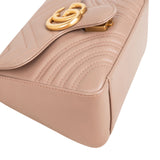Gucci Nude Matelassé Leather GG Marmont Small Top Handle Crossbody Handbag