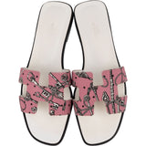 Hermès Bois De Rose Printed Canvas Oran Sandal Sandals (40)