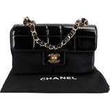 Chanel Patent Leather Chocolate Bar 24K Gold Single Flap Crossbody Bag