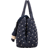 Prada Woven Raffia Polka-Dot Tote Shoulder Handbag