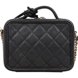 Chanel Caviar Leather Filigree Vanity Case Crossbody Bag