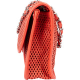 Chanel Perforated Leather Palladium Single Flap Shoulder Bag