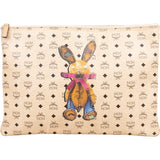 MCM Monogram Visetos Zoo Rabbit Print Zip Clutch