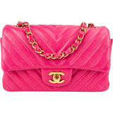 Chanel Quilted Chevron Lambskin Small Single Flap Crossbody Bag