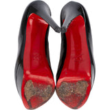 Christian Louboutin Black Patent Leather Lady Peep Toe Platform Pumps (36)