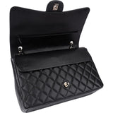 Chanel Quilted Caviar Leather Palladium Maxi Double Flap Crossbody Bag
