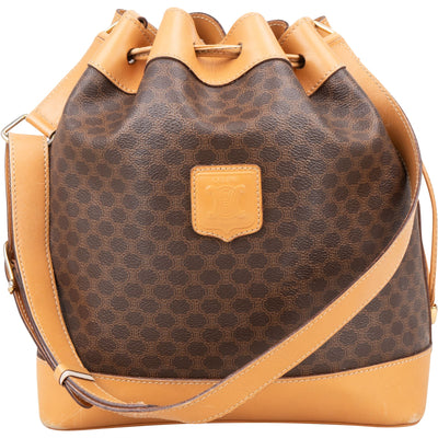 Celine Macadam Canvas Drawstring Bucket Shoulder Bag