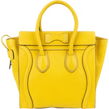 Celine Yellow Drummed Calfskin Luggage Handbag