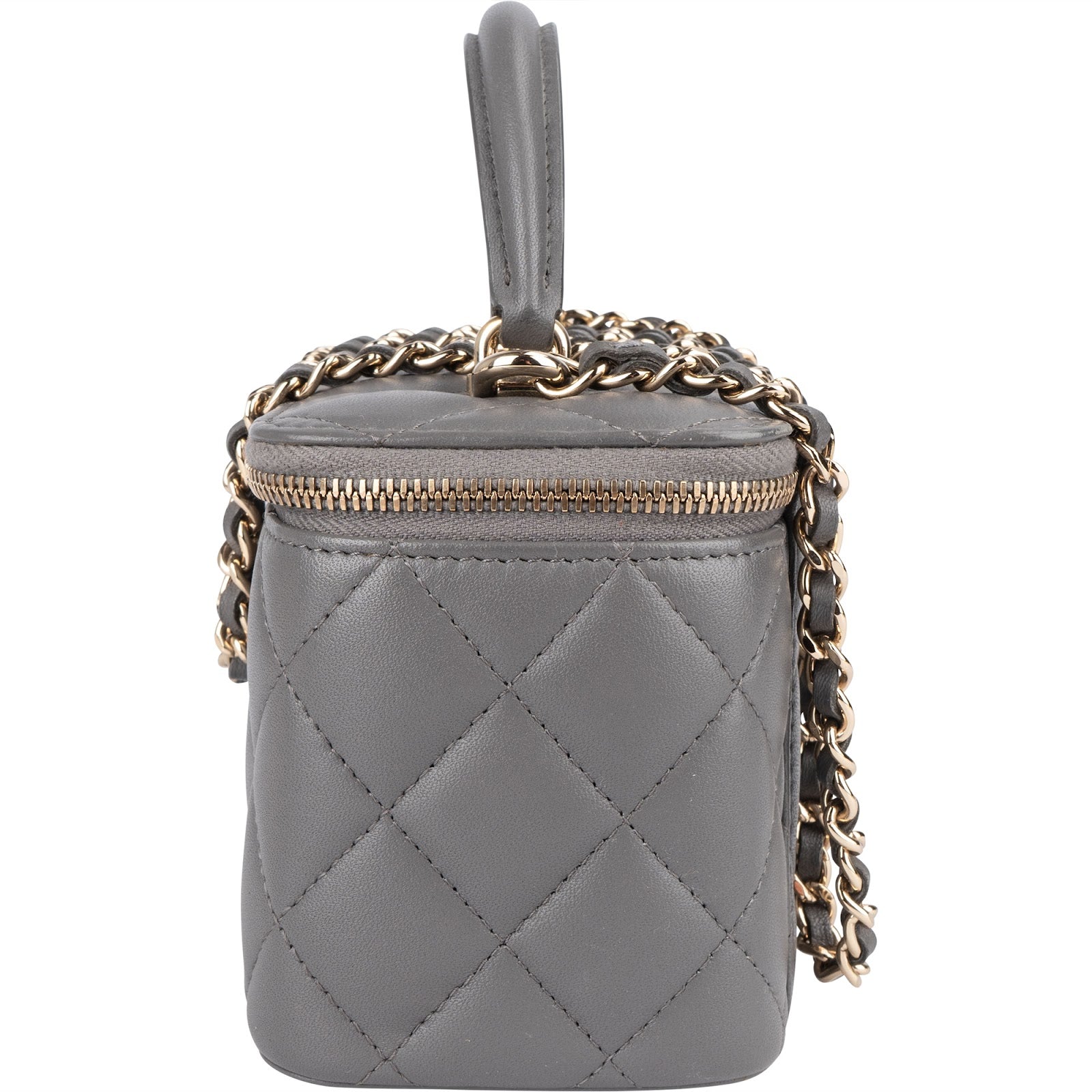 Chanel Quilted Lambskin Top Handle Vanity Case Crossbody Bag - vintageandkickz