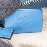 [🔄️B07 / F44] Gucci Blue Leather GG Canvas Sukey Medium Handbag - vintageandkickz