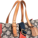 Celine Macadam Monogram Canvas Bicolor Leather Tote Shoulder Handbag