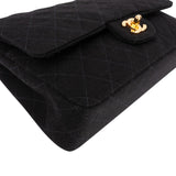 Chanel Quilted Jersey Medium 24K Gold Double Flap Crossbody Bag
