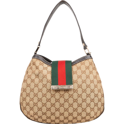 Gucci Monogram GG Web Stripe Shoulder Bag