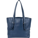 Prada Blue Leather Tote Shoulder Bag