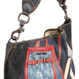 Miu Miu Denim Patch Applique Patchwork Shopper Shoulder Bag