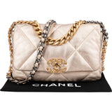 Chanel 19 Quilted Metallic Lambskin Chanel Single Flap Crossbody Bag