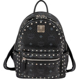 MCM Visetos Monogram Black Small Studded Stark Backpack