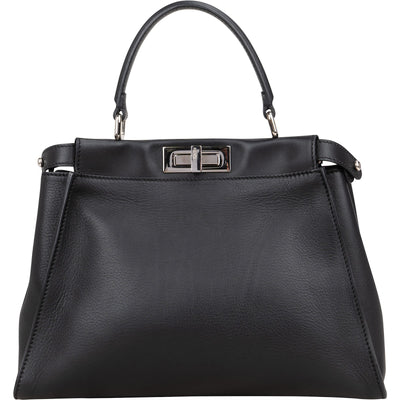 Fendi Black Leather Peekaboo Handbag