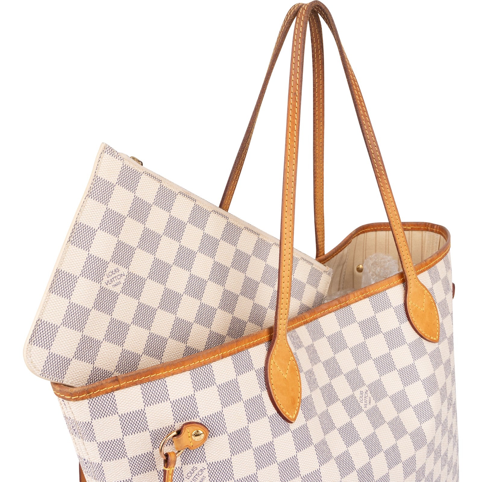 [🔄️B06 / F56] Louis Vuitton Monogram Damier Azur Canvas Neverfull MM Shoulder Bag - vintageandkickz