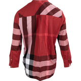 Burberry Red Check Monogram Ruffle Longsleeve Blouse (IT44)
