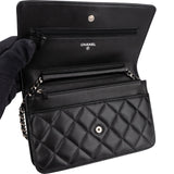 Chanel Quilted Lambskin Palladium Wallet On Chain Crossbody Bag