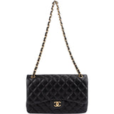 Chanel Quilted Lambskin Gold Jumbo Double Flap Crossbody Bag