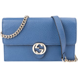 Gucci Pebbled Leather Interlocking GG Wallet On Chain Crossbody Bag