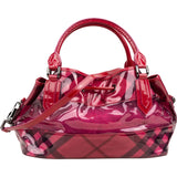 Burberry Red Transparent Vinyl Mega Check Drawstring Shoulder Handbag