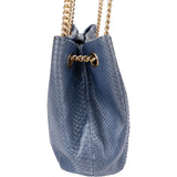 Chanel Bleu Python CC Shopping Tote Shoulder Bag