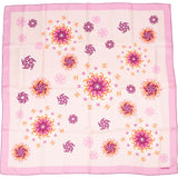 Chanel Pink CC Flower Medallions Silk 90 Scarf Tuch