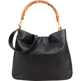 Gucci Black Leather Bamboo Handle Handbag
