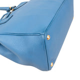 Prada Blue Vitello Daino Gallaria Tote Handbag
