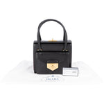 Prada Calfskin Leather Double Turnlock Handbag - vintageandkickz