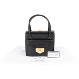 Prada Calfskin Leather Double Turnlock Handbag - vintageandkickz