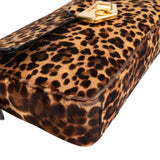 Prada Cavallino Hair Animal Print Leopard Double Flap Shoulder Bag