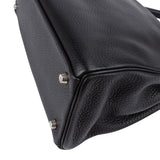 Hermès Noir Clemence Leather Palladium Kelly 32 Handbag