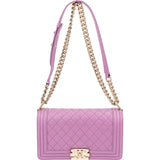 Chanel Quilted Caviar Leather Medium Boy  Single Flap Crossbody Bag