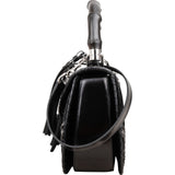 Gucci Black Leather Pony Hair New Bamboo Top Handle Crossbody Bag