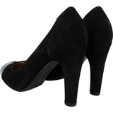 Chanel Black Patent Leather Suede Cap Toe CC Pumps (37)
