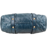 Miu Miu Blue Vitello Lux Leather Drawstring Satchel Handbag xx geruch